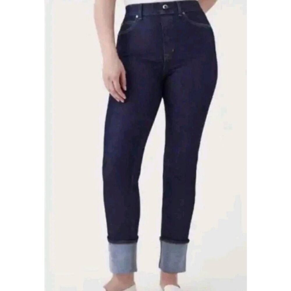 NWT Spanx Cuffed Straight Leg Jeans in Raw Indigo Size 3X